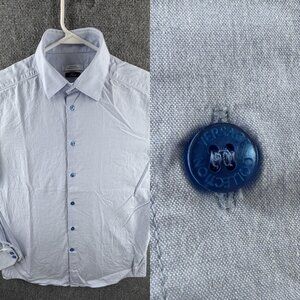 Versace Collection Trend Blue Button Up Shirt 16.5 (42) Long Sleeve Cotton Men